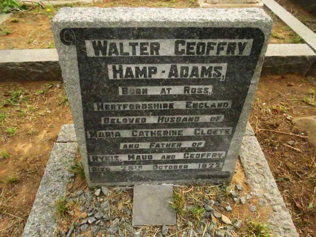 ADAMS Walter Geoffry, HAMP-  -1922