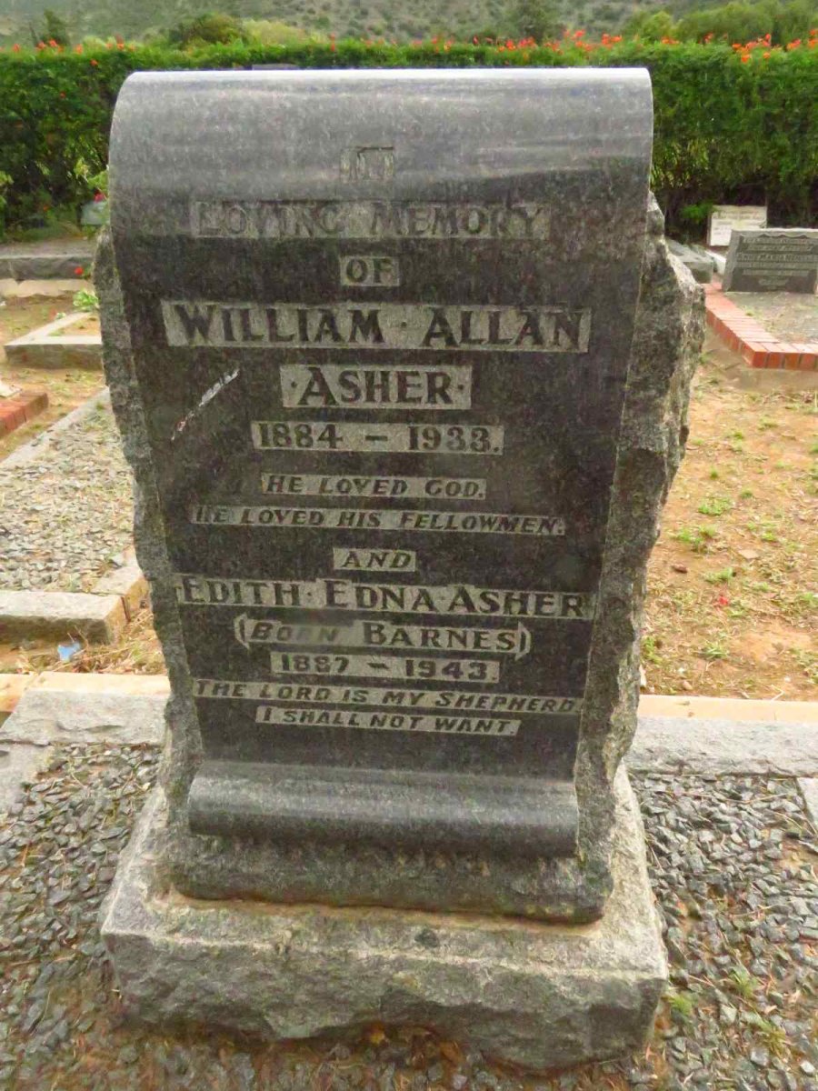 ASHER William Allan 1884-1933 & Edith Edna BARNES 1887-1943