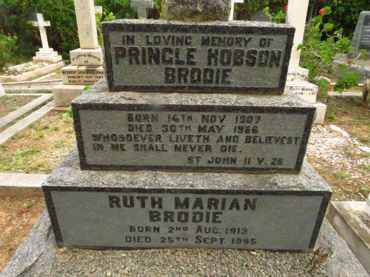 BRODIE Pringle Hobson 1907-1966 & Ruth Marian 1913-1995
