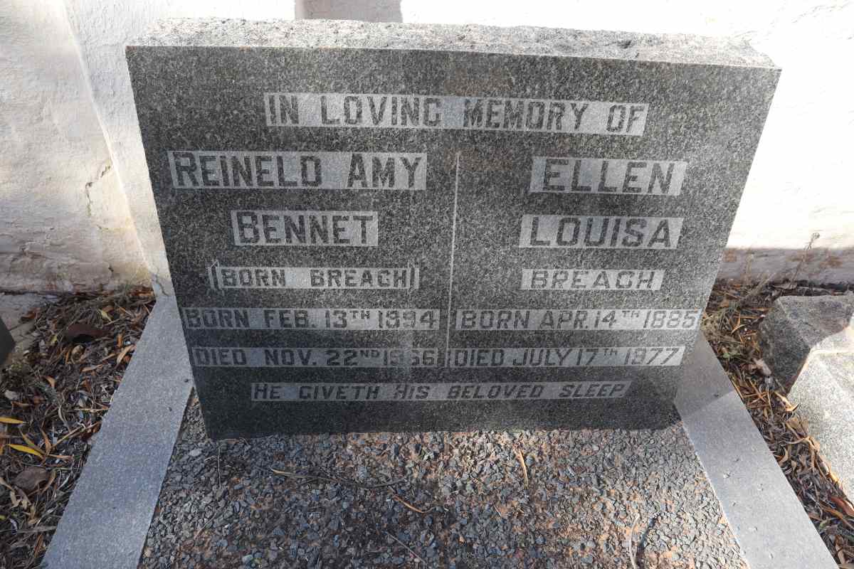 BREACH Ellen Louisa 1885-1977 :: BENNET Reineld Amy nee BREACH 1894-1966