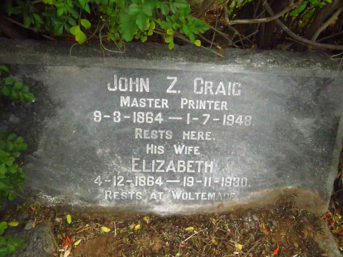 CRAIG John Z. 1864-1948 & Elizabeth 1864-1930