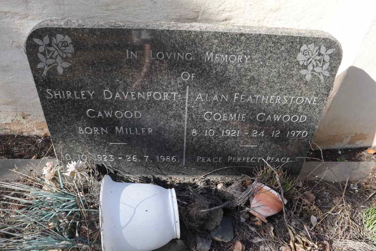 CAWOOD Alan Featherstone Coemie 1921-1970 & Shirley Davenport MILLER 1923-1986 