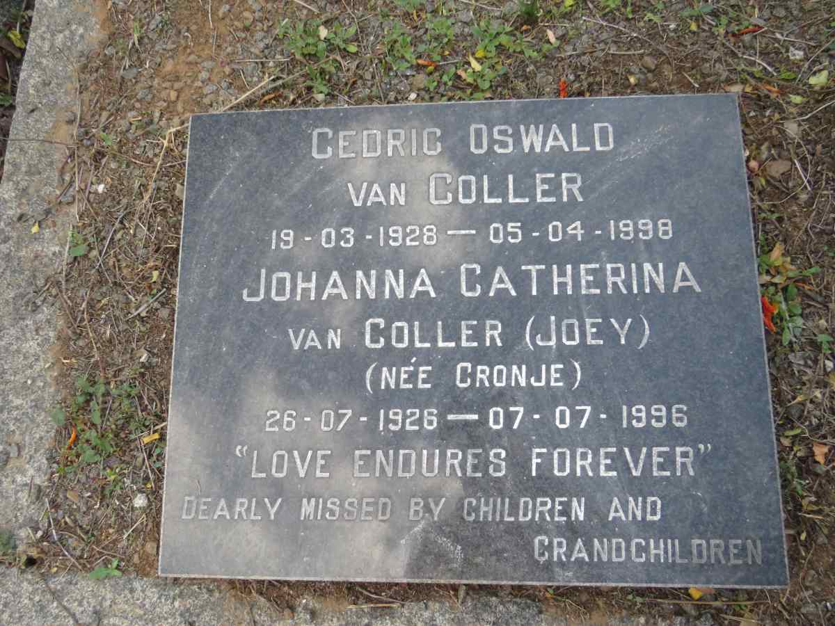 COLLER Cedric Oswald, van 1928-1998 & Johanna Catherina CRONJE 1926-1996