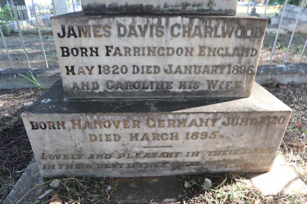 CHARLWOOD James Davis 1820-1896 & Caroline 1820-1895