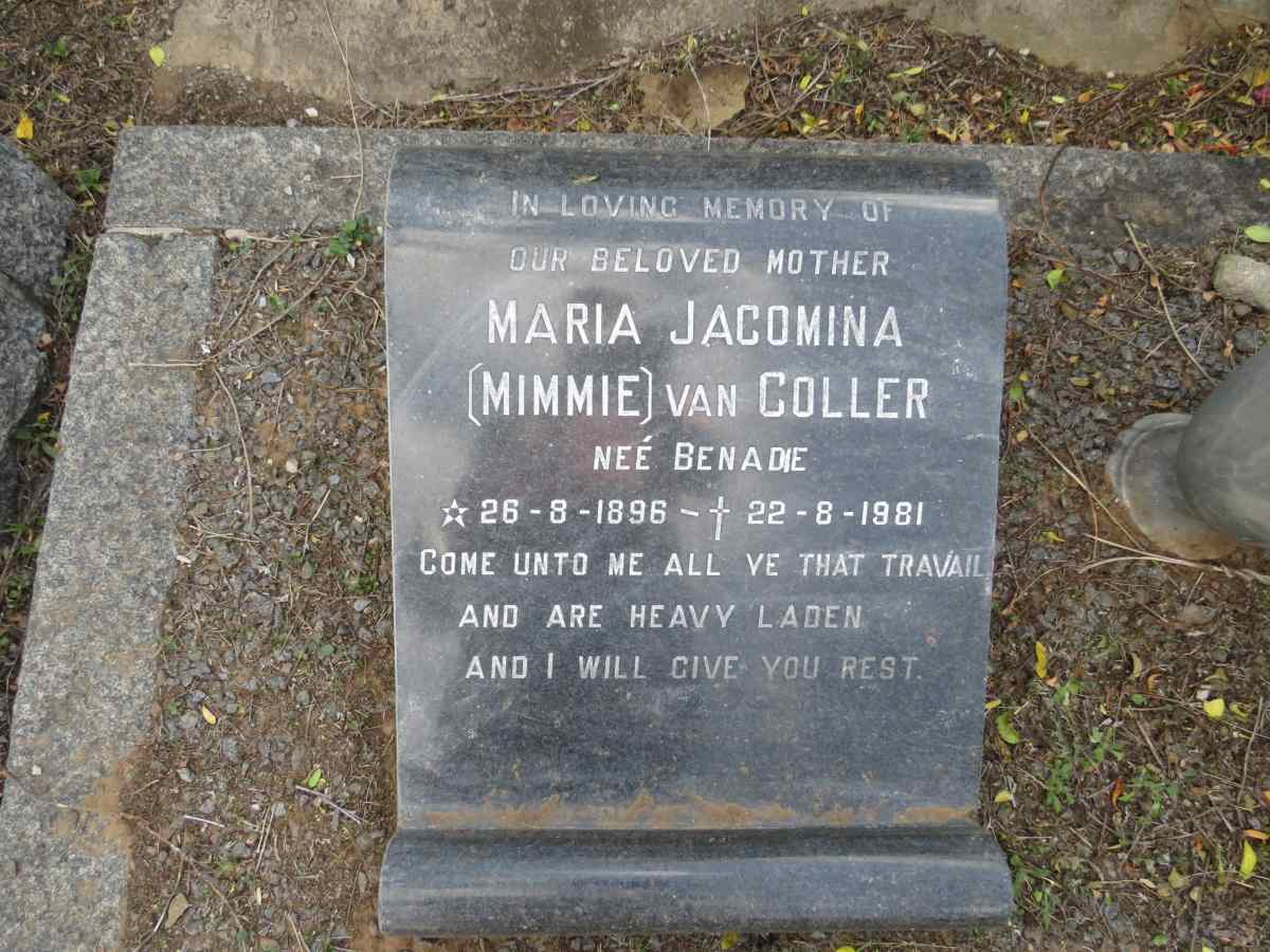 COLLER Maria Jacomina, van nee BENADIE 1896-1981