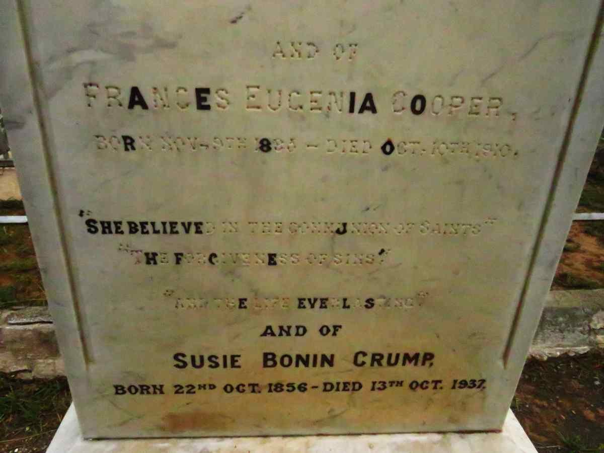 COOPER Frances Eugenia 18??-1910 :: CRUMP Susie Bonin 1856-1937