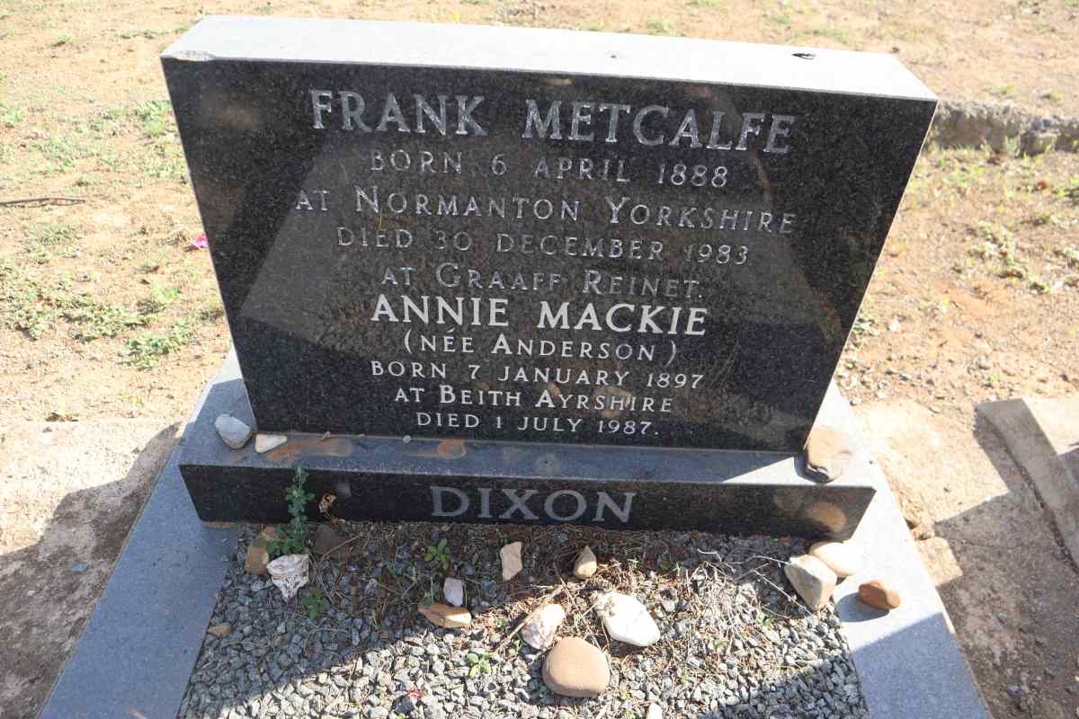 DIXON Frank Metcalfe 1888-1983 & Annie Mackie ANDERSON 1897-1987