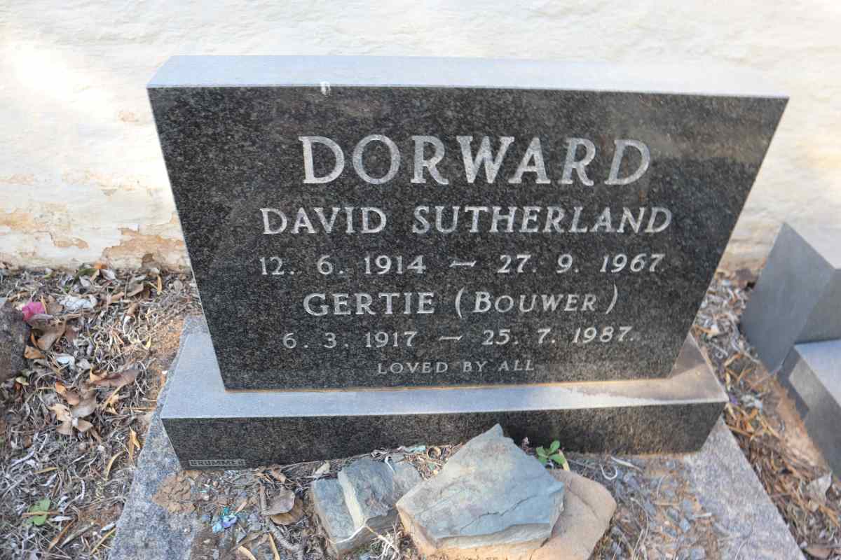 DORWARD David Sutherland 1914-1967 & Gertie BOUWER 1917-1987