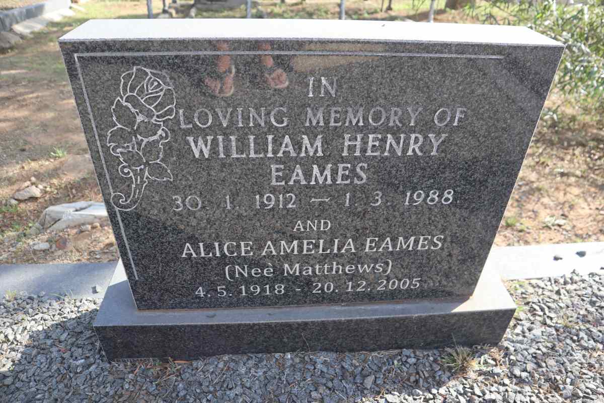 EAMES William Henry 1912-1988 & Alice Amelia MATTHEWS 1918-2005
