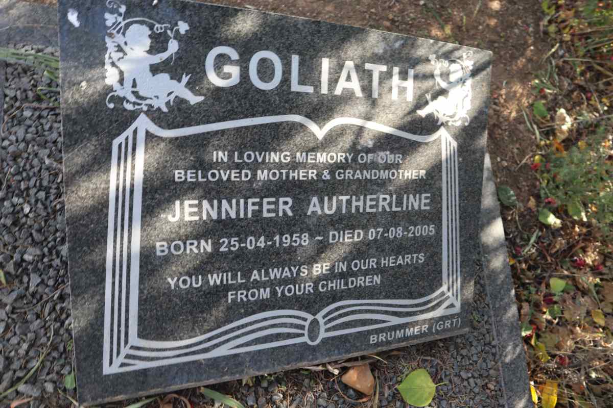 GOLIATH Jennifer Autherline 1958-2005