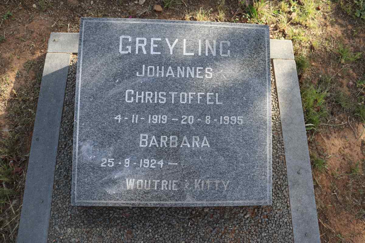 GREYLING Johannes Christoffel 1919-1995 & Barbara 1924-