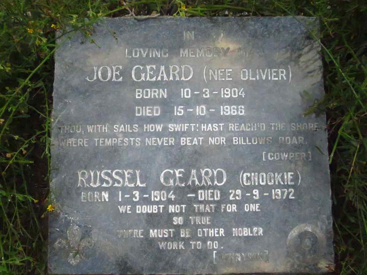 GEARD Russel 1904-1972 & Joe OLIVIER 1904-1966