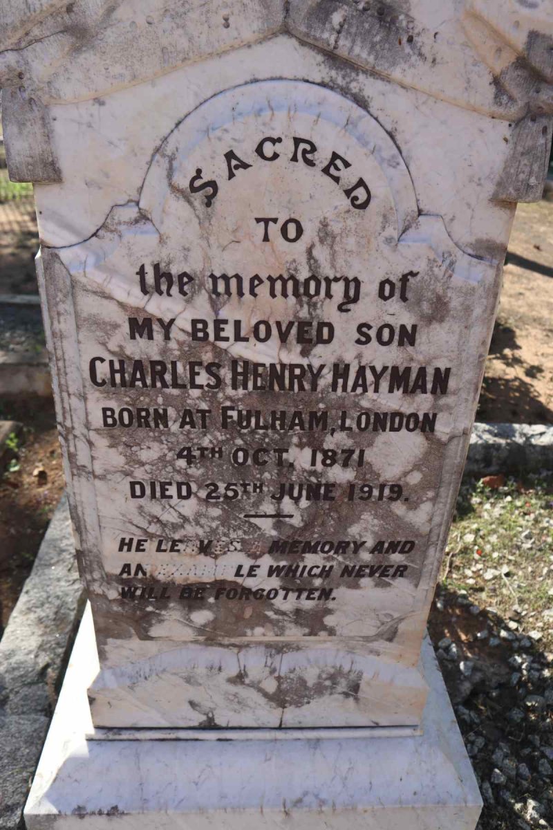 HAYMAN Stanley Charles -1921 & Charlotte Elizabeth -1919 :: HAYMAN Bessie 1869-1932 :: HAYMAN Charles Henry 1871-1919_5