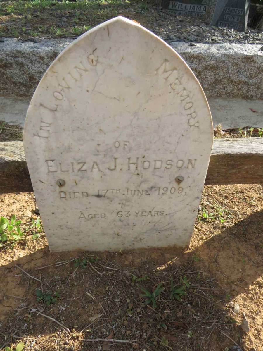 HODSON Eliza J -1909