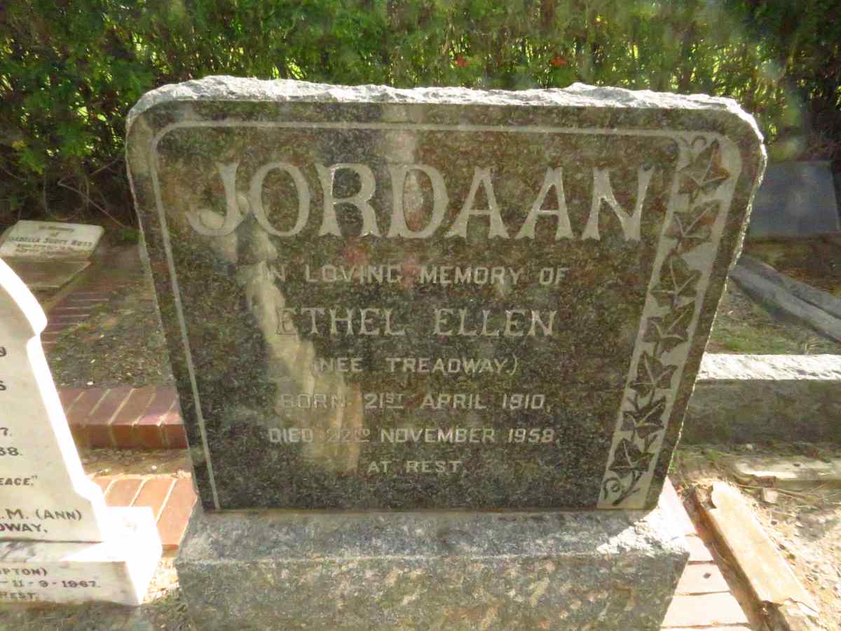 JORDAAN Ethel Ellen nee TREADWAY 1910-1958