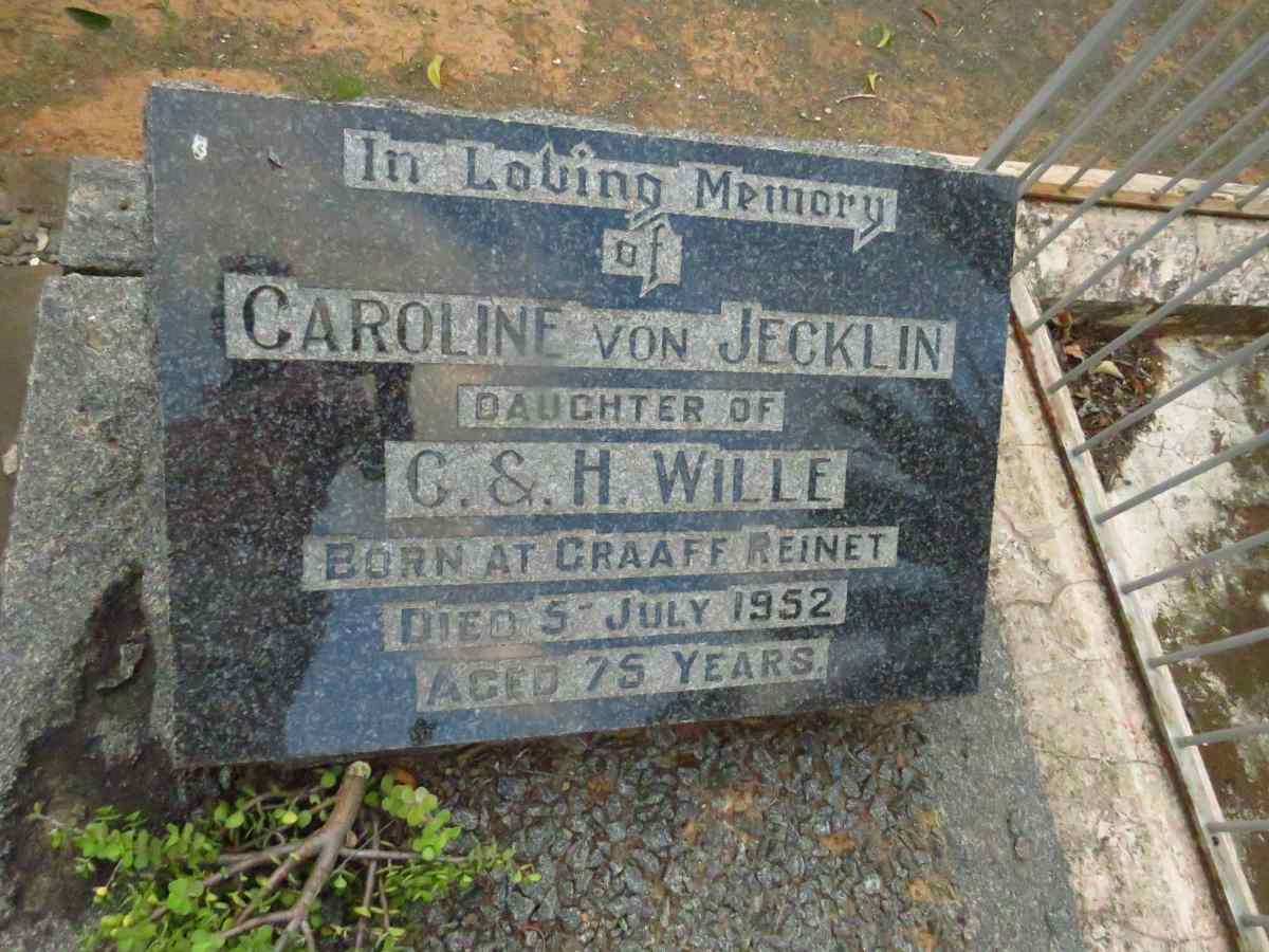 JECKLIN Caroline, von -1952