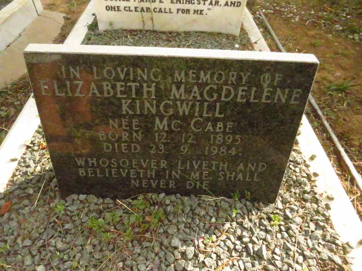 KINGWILL Elizabeth Magdelene nee MCCABE 1895-1984