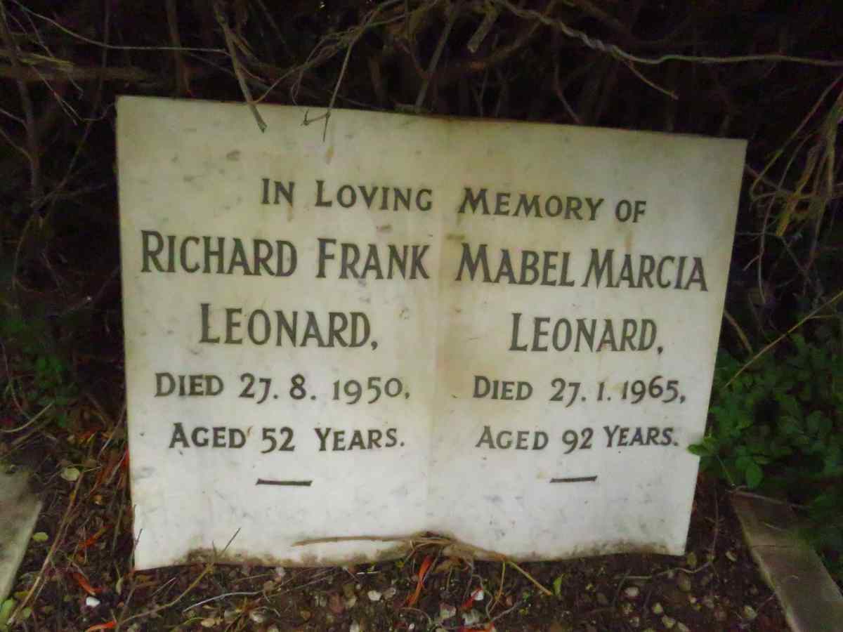 LEONARD Mabel Marcia -1965 :: LEONARD Richard Frank -1950
