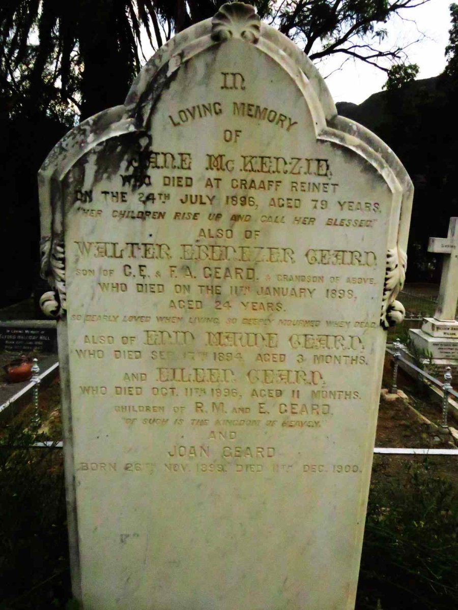 MCKENZIE Jane -1896 :: GEARD Walter Ebenezer -1898 :: GEARD Enid Maude -1894 :: GEARD Eileen -1896 :: GEARD Joan 1899-1900
