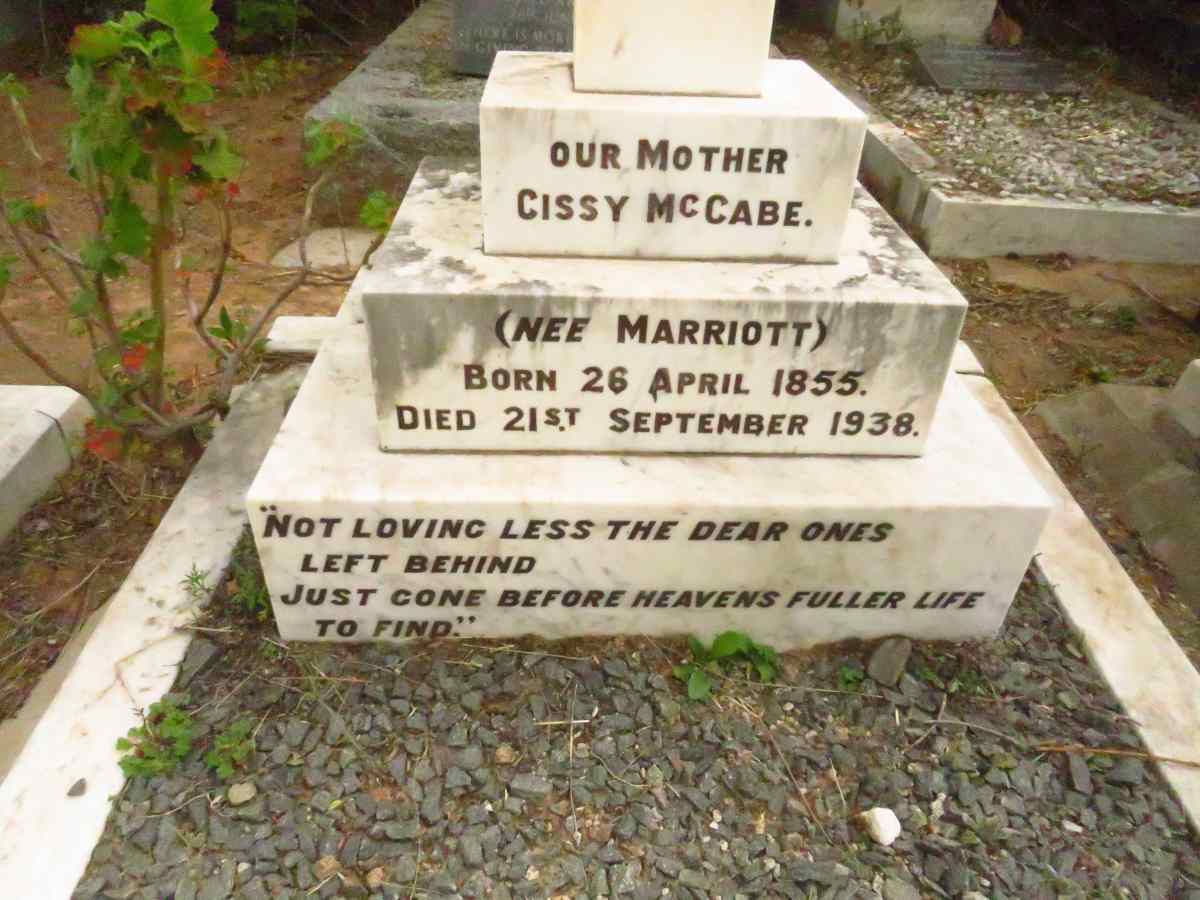 MCCABE Cissy nee MARRIOTT 1855-1938