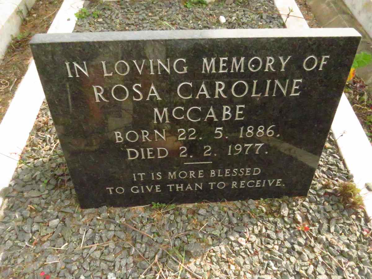 MCCABE Rosa Caroline 1886-1977