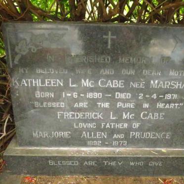 MCCABE Frederick L. 1892-1973 & Kathleen L. MARSHALL 1890-1971