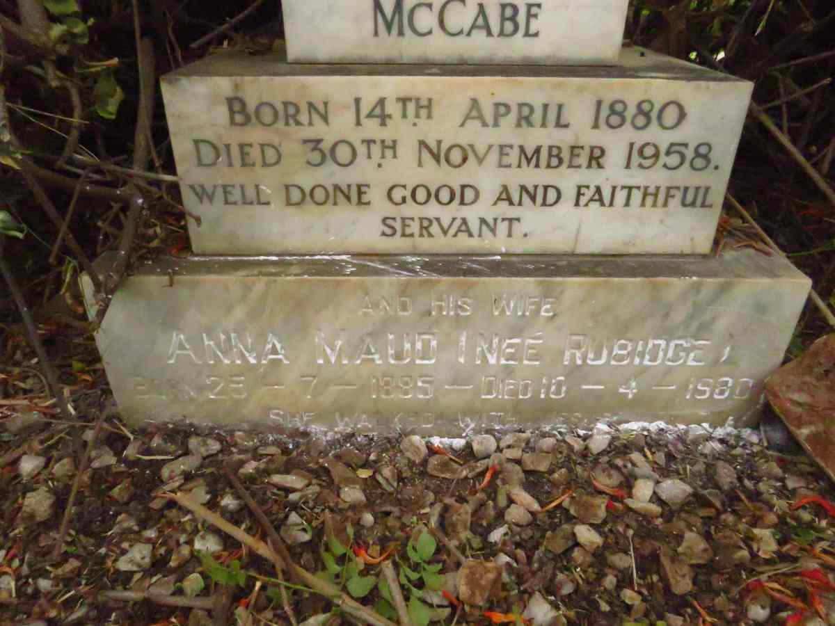 MCCABE John Marriott 1880-1958 & Anna Maud RUBIDGE 1885-1980_2