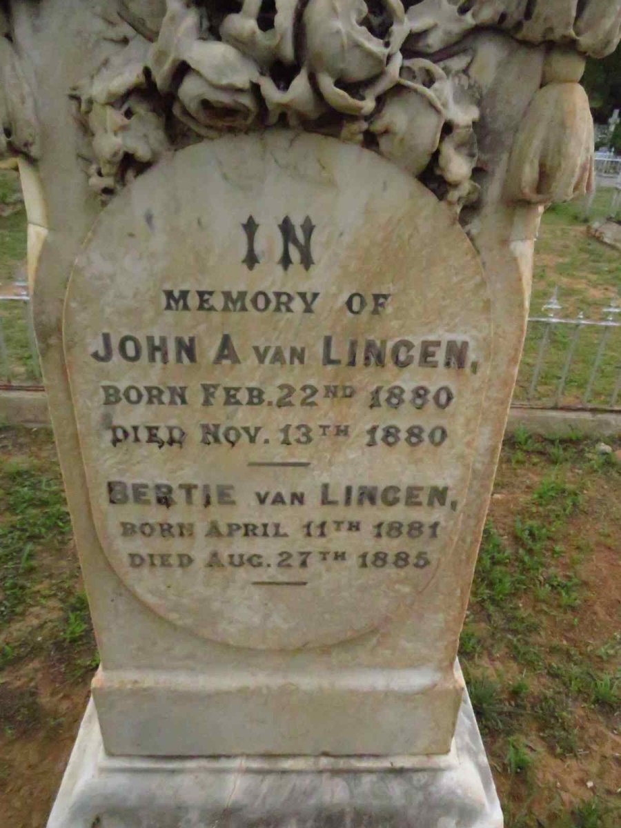 LINGEN John A., van 1880-1880 :: VAN LINGEN Bertie 1881-1885