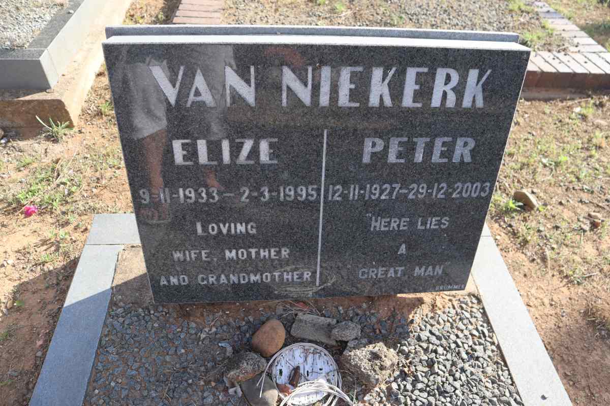 NIEKERK Peter, van 1927-2003 & Elize 1933-1995