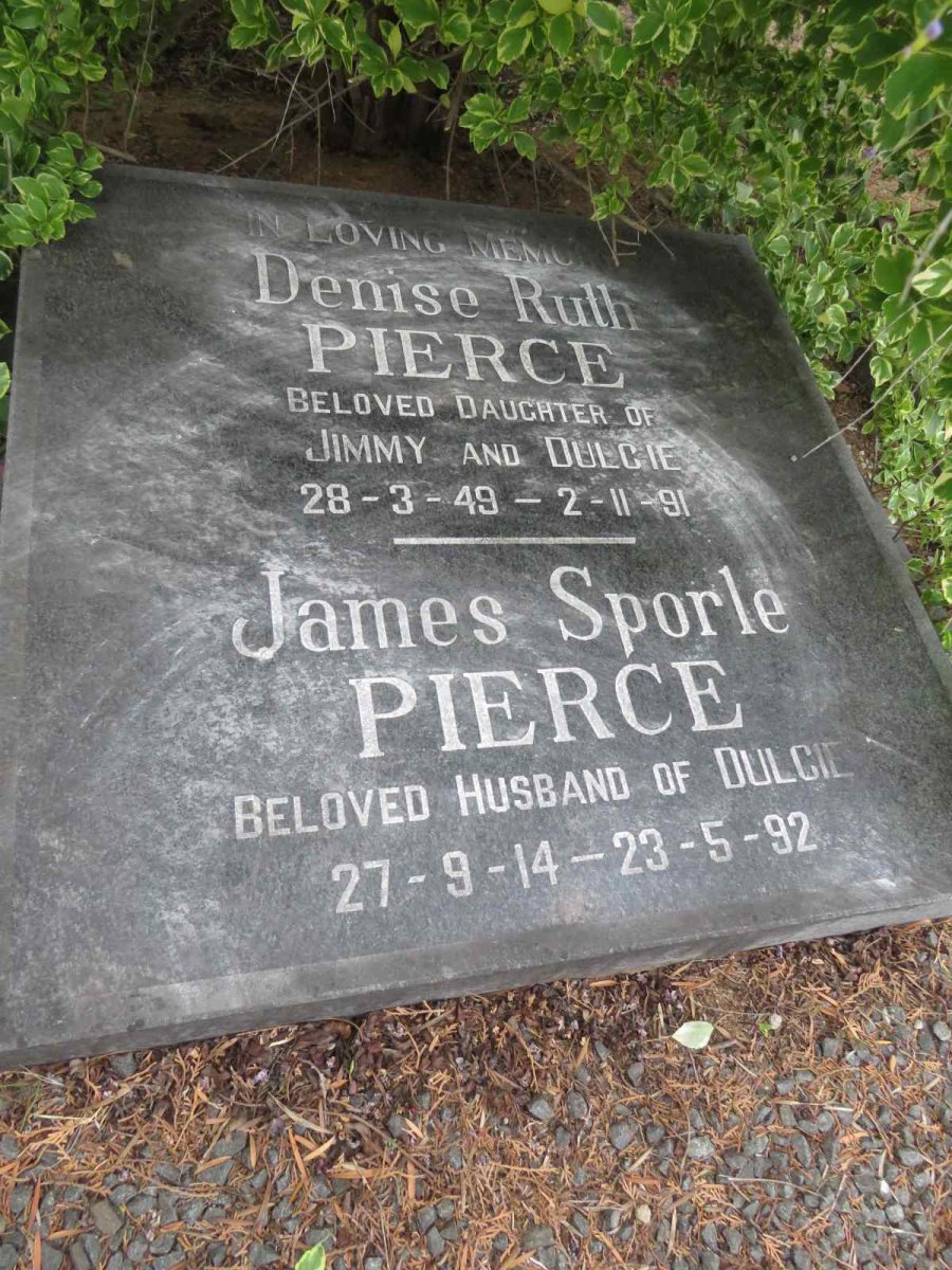 PIERCE James Sporle 1914-1992 :: PIERCE Denise Ruth 1949-1991