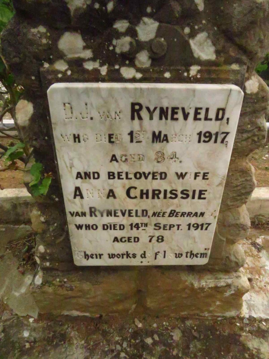 RYNEVELD D.J, van -1917 & Anna Chrissie BERRAN -1917