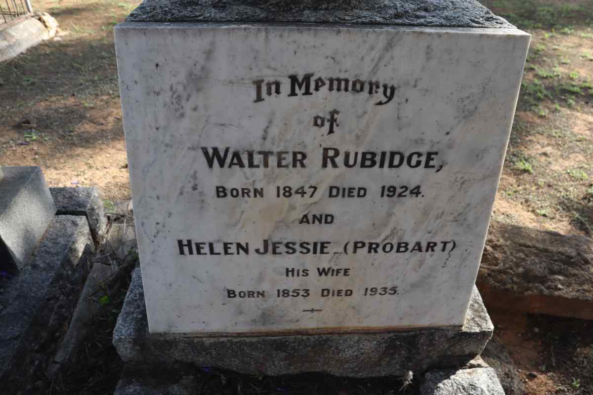 RUBIDGE Walter  1847-1924 & Helen Jessie PROBART 1853-1935