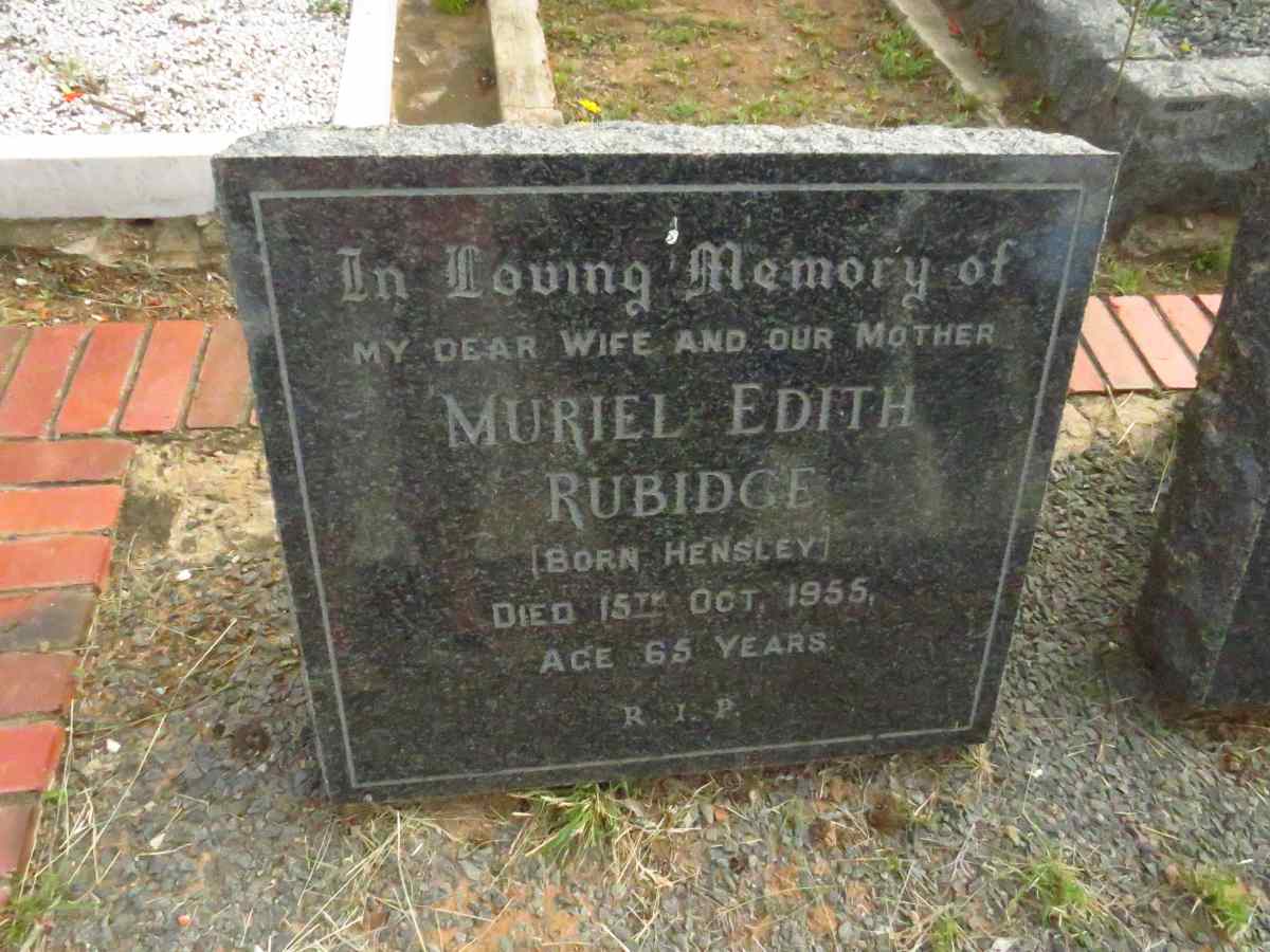 RUBIDGE Muriel Edith nee HENSLEY -1955