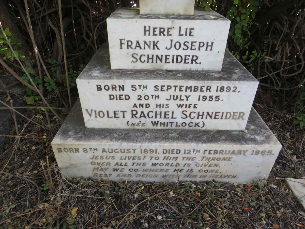SCHNEIDER Frank Joseph 1892-1955 & Violet Rachel WHITLOCK 1891-1985