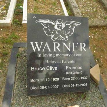 WARNER Bruce Clive 1928-2007 & Frances GILBERT 1937-2006