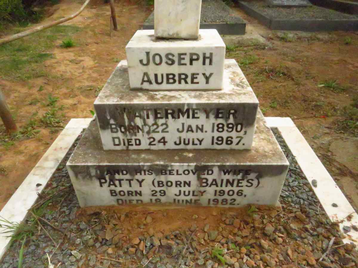 WATERMEYER Joseph Aubrey 1890-1967 & Patty BAINES 1906-1982