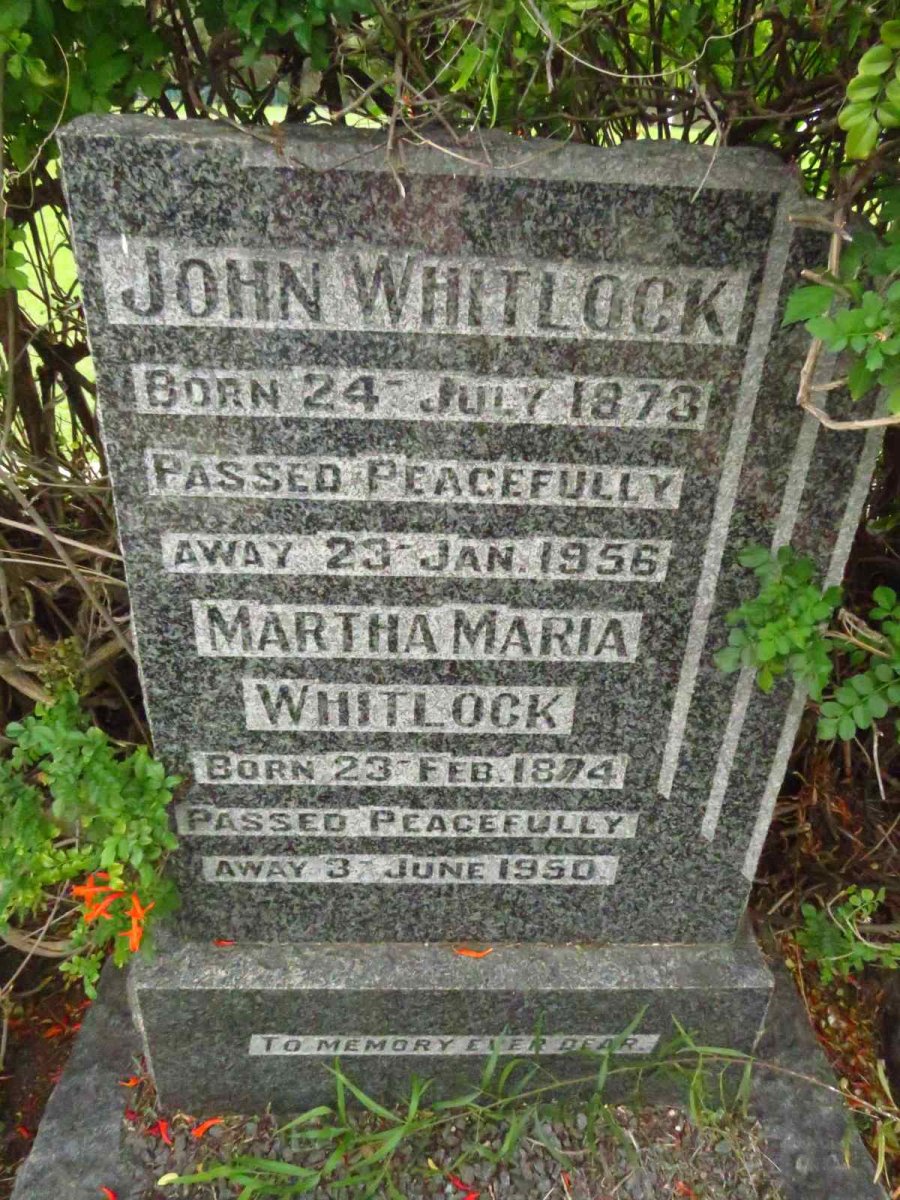 WHITLOCK John 1873-1956 & Martha Maria 1874-1950
