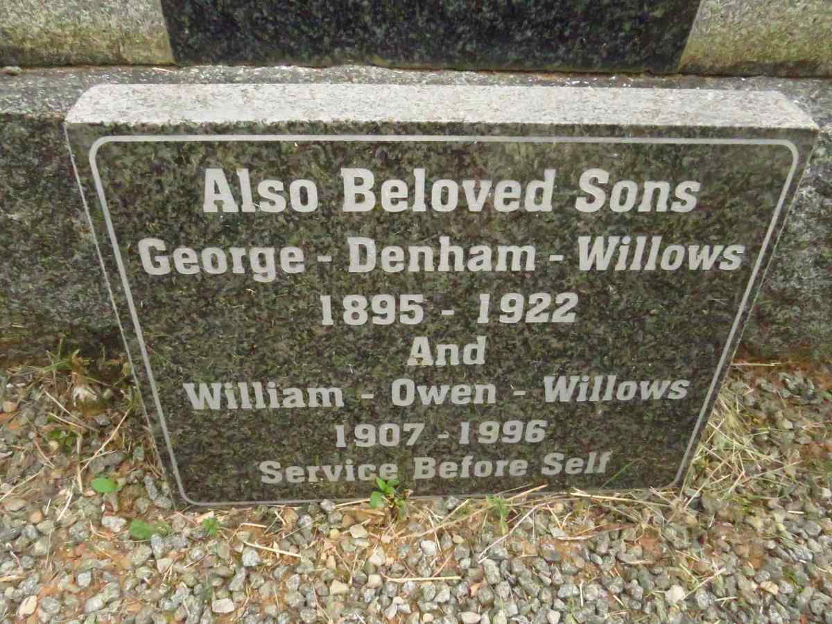 WILLOWS George Denham 1895-1922 :: WILLOWS William Owen 1907-1996