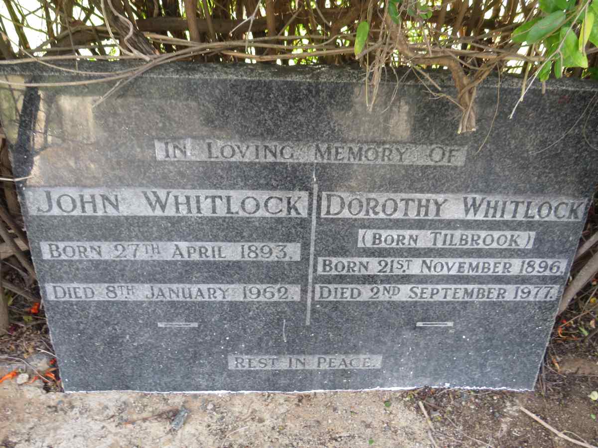 WHITLOCK John 1893-1962 & Dorothy TILBROOK 1896-1977