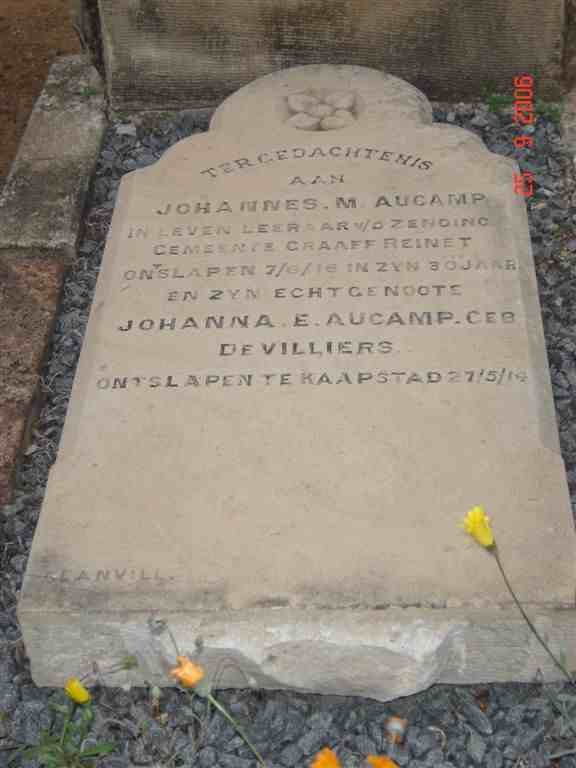 AUCAMP Johannes M. -1916 &amp; Johanna E. DE VILLIERS -1914