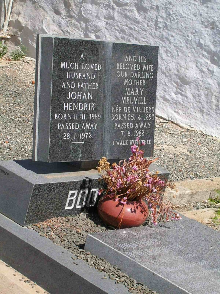BOOYSEN Johan Hendrik 1889-1972 &amp; Mary Melville DE VILLIERS 1893-1982