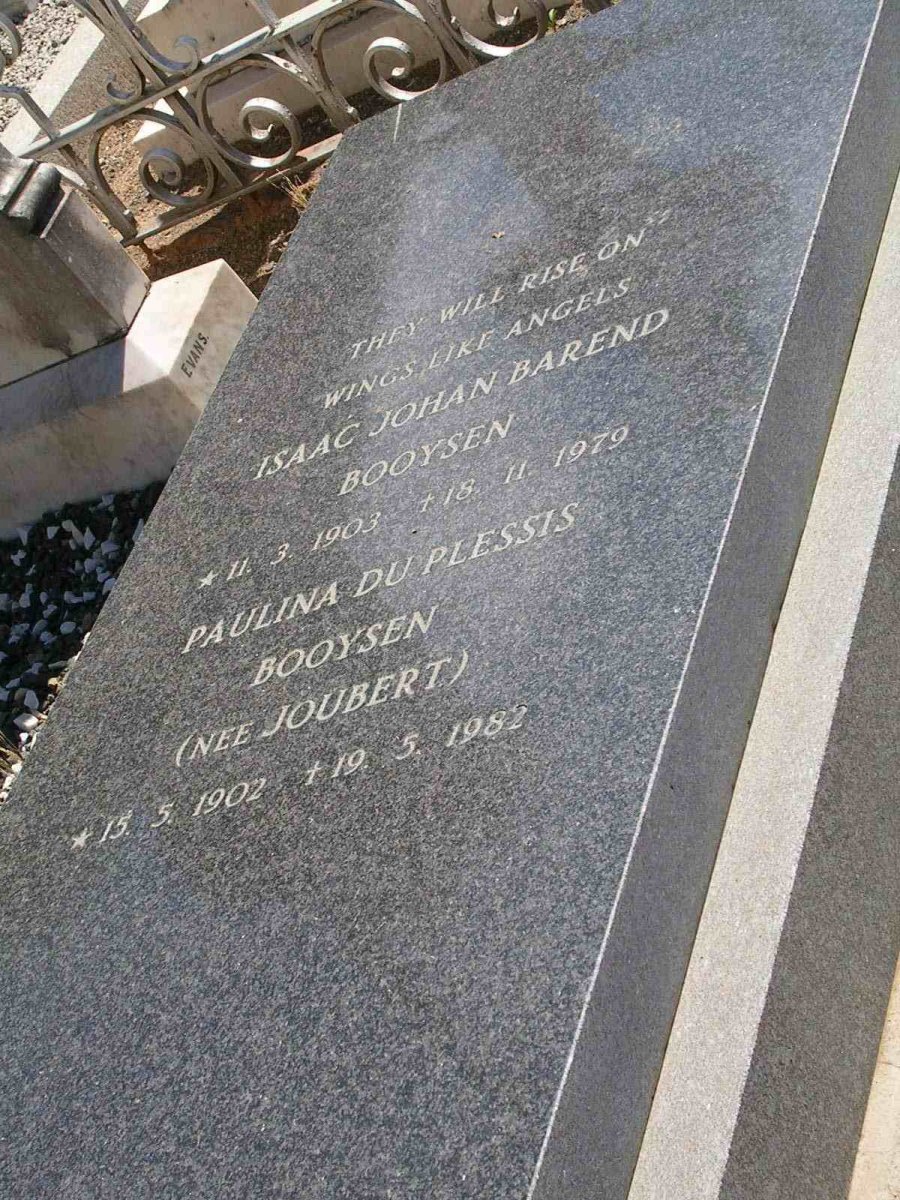 BOOYSEN Isaac Johan Barend 1903-1979 &amp; Paulina du Plessis JOUBERT 1902-1982