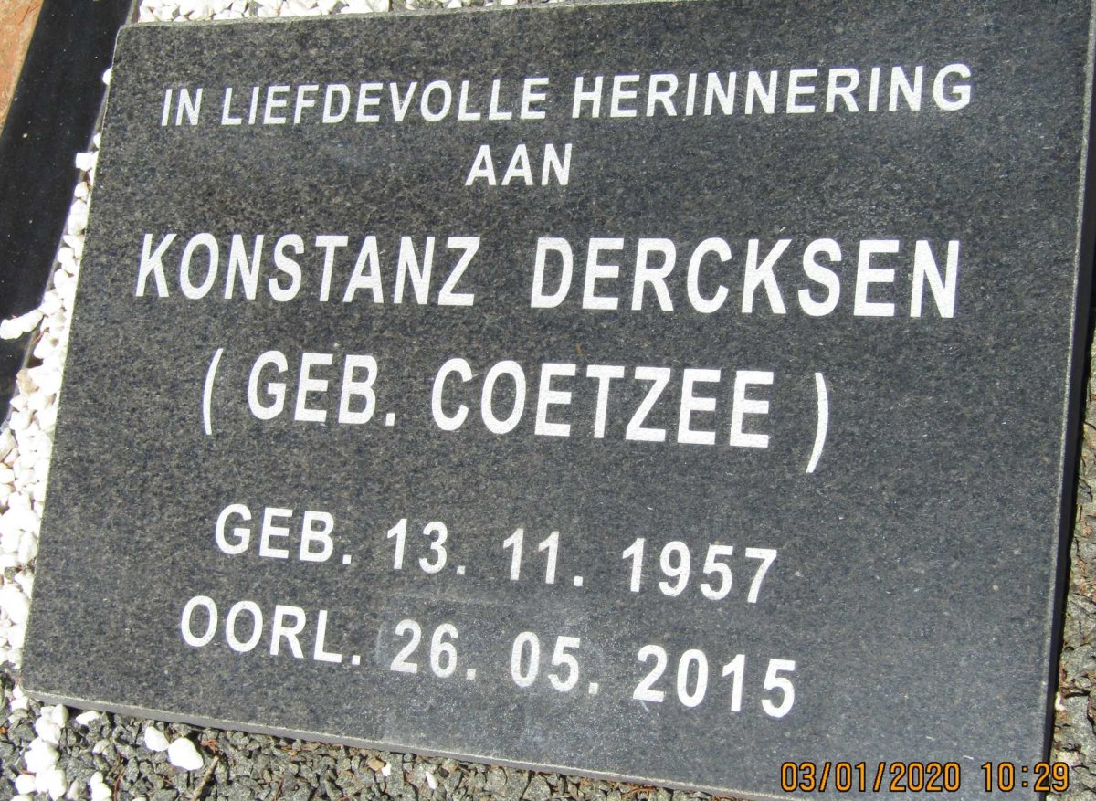 DERCKSEN Konstanz nee COETZEE 1957-2015
