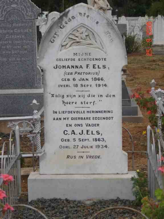 ELS C.A.J. 1863-1934 &amp; Johanna F. PRETORIUS 1866-1914