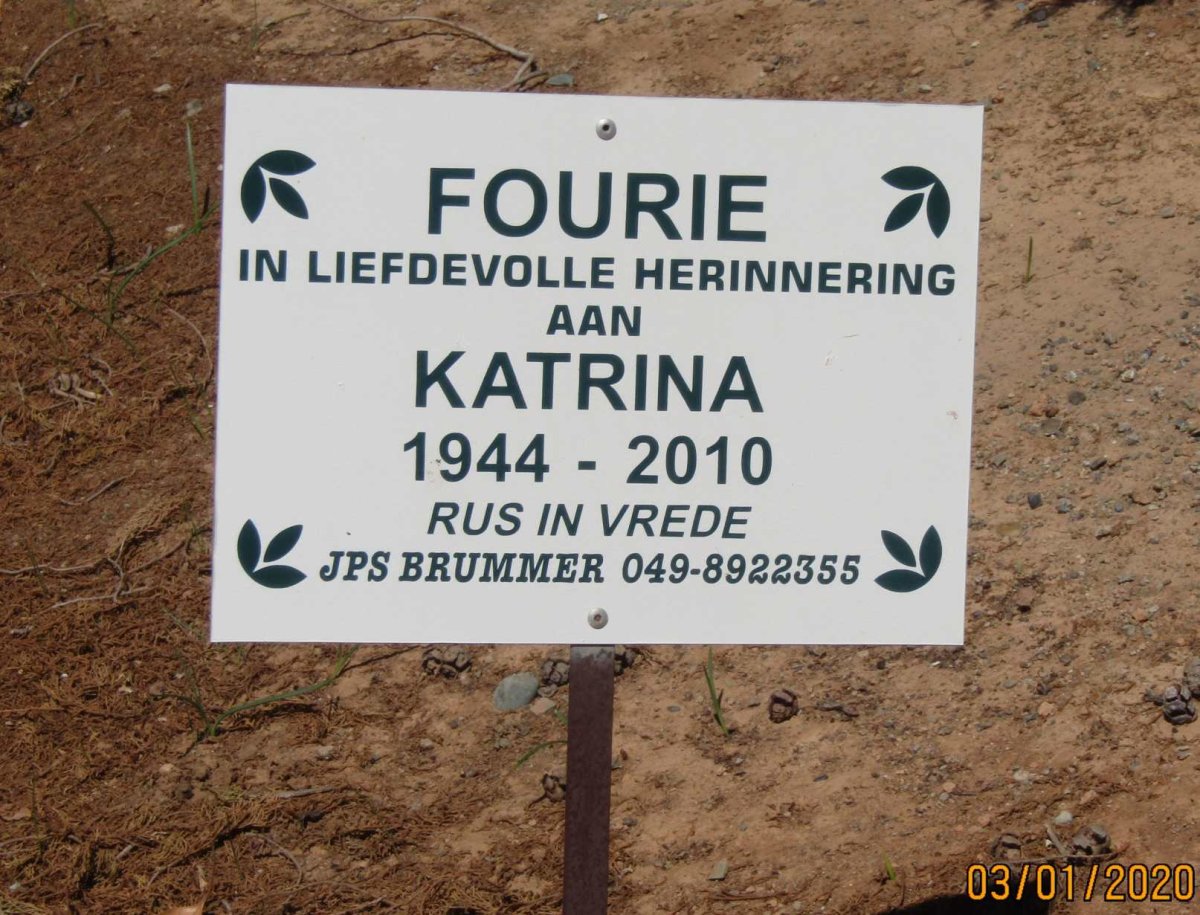 FOURIE Katrina 1944-2010