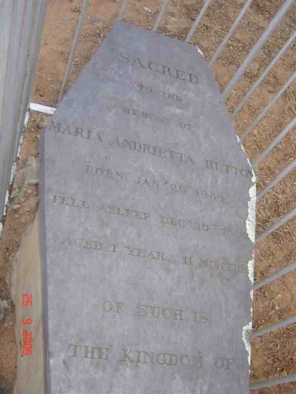 HUTTON Maria Andrietta 1854-1855