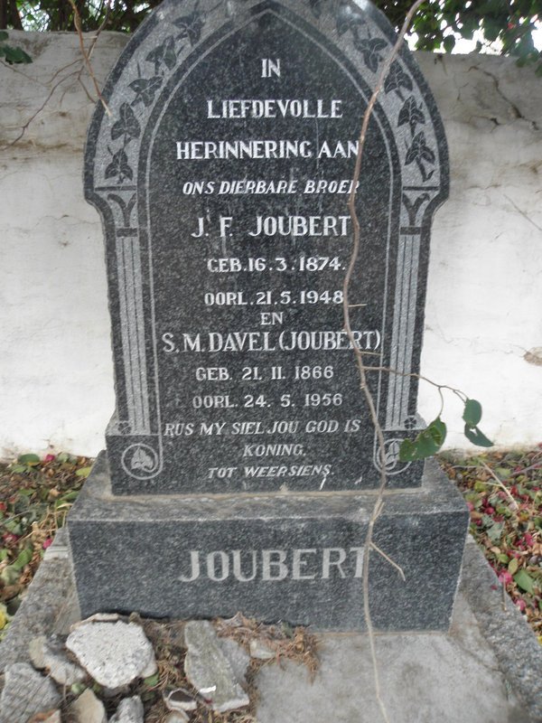 JOUBERT J.F. 1874-1948 &amp; S.M. DAVEL 1866-1956