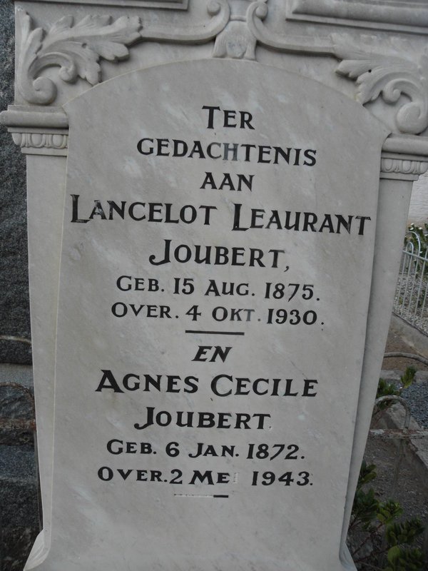 JOUBERT Lancelot Leaurant 1875-1930 &amp; Agnes Cecile 1872-1943