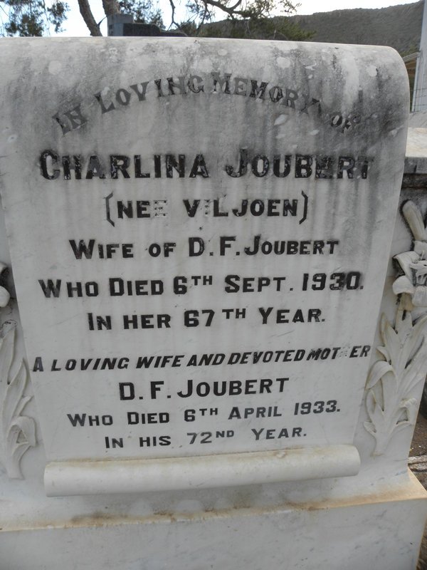 JOUBERT D.F. -1933 &amp; Charlina VILJOEN -1930