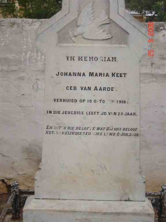 KEET Johanna Maria nee VAN AARDE  -1918